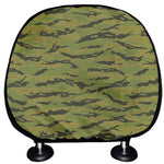 Green Tiger Stripe Camo Pattern Print Car Headrest Covers