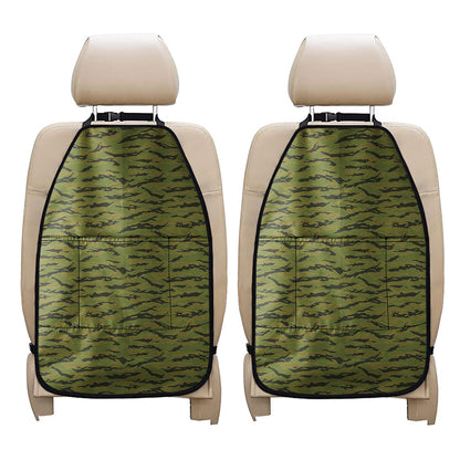 Green Tiger Stripe Camo Pattern Print Car Seat Organizers