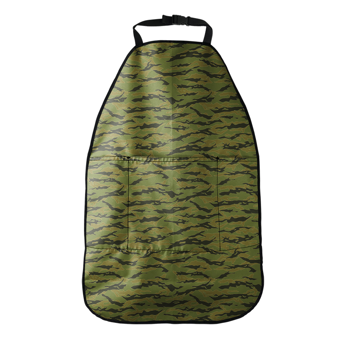 Green Tiger Stripe Camo Pattern Print Car Seat Organizers