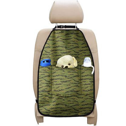 Green Tiger Stripe Camo Pattern Print Car Seat Organizers