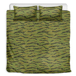 Green Tiger Stripe Camo Pattern Print Duvet Cover Bedding Set