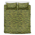 Green Tiger Stripe Camo Pattern Print Duvet Cover Bedding Set