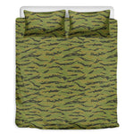 Green Tiger Stripe Camo Pattern Print Duvet Cover Bedding Set