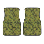 Green Tiger Stripe Camo Pattern Print Front Car Floor Mats
