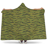 Green Tiger Stripe Camo Pattern Print Hooded Blanket