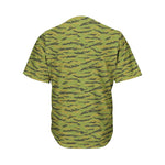 Green Tiger Stripe Camo Pattern Print Men's Baseball Jersey