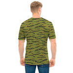 Green Tiger Stripe Camo Pattern Print Men's T-Shirt