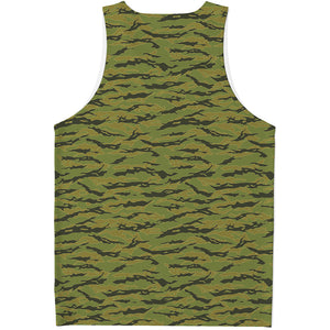 Green Tiger Stripe Camo Pattern Print Men's Tank Top