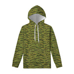 Green Tiger Stripe Camo Pattern Print Pullover Hoodie
