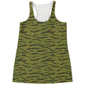 Green Tiger Stripe Camo Pattern Print Women's Racerback Tank Top