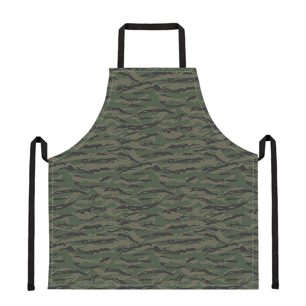 Green Tiger Stripe Camouflage Print Apron