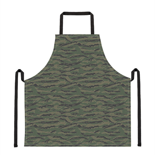 Green Tiger Stripe Camouflage Print Apron