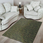 Green Tiger Stripe Camouflage Print Area Rug