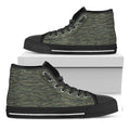 Green Tiger Stripe Camouflage Print Black High Top Sneakers