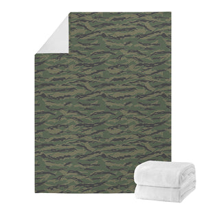 Green Tiger Stripe Camouflage Print Blanket