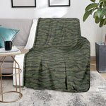 Green Tiger Stripe Camouflage Print Blanket