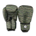 Green Tiger Stripe Camouflage Print Boxing Gloves
