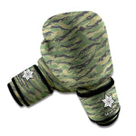 Green Tiger Stripe Camouflage Print Boxing Gloves