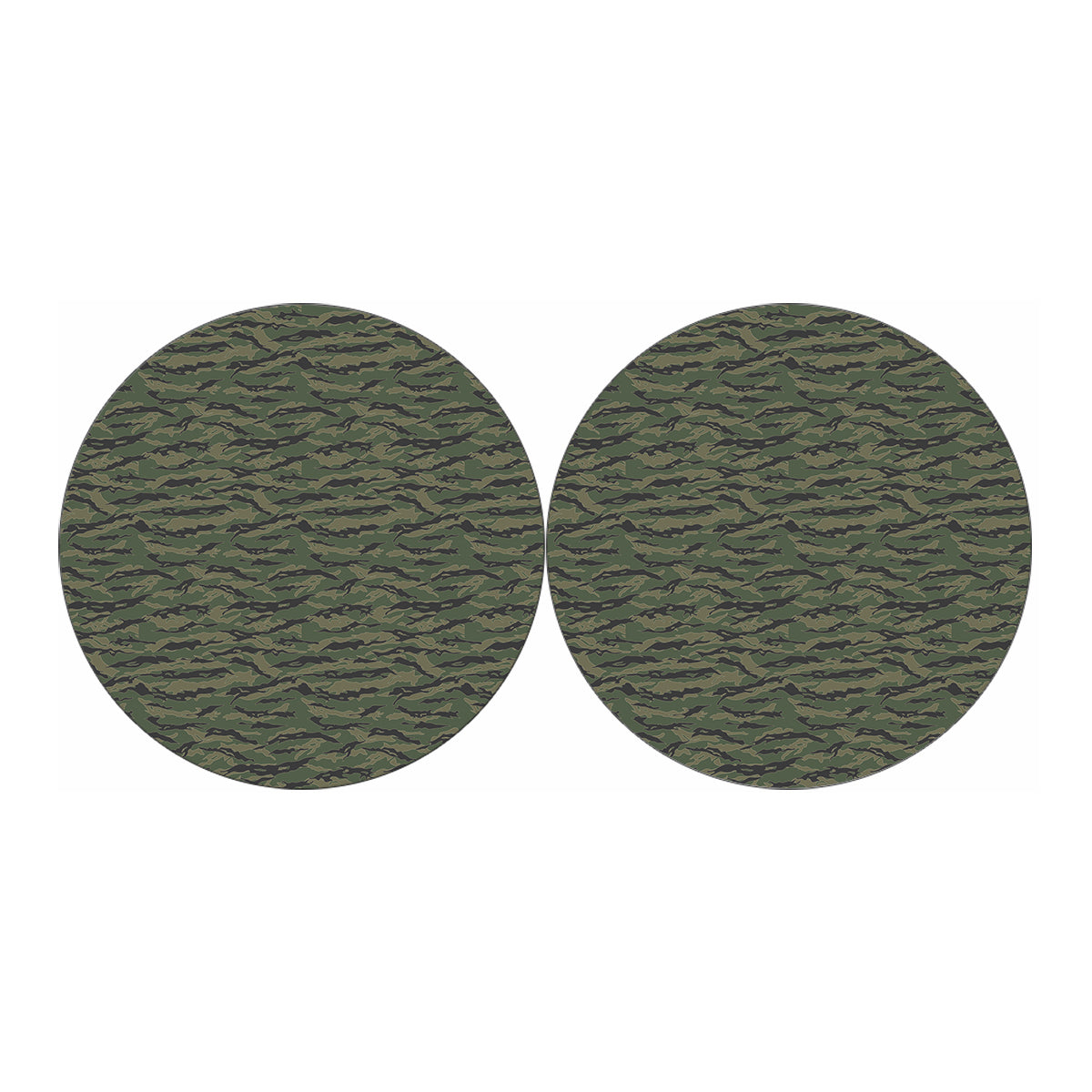 Green Tiger Stripe Camouflage Print Car Coasters