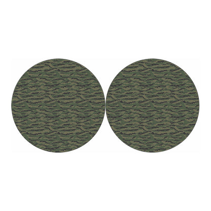 Green Tiger Stripe Camouflage Print Car Coasters