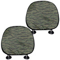 Green Tiger Stripe Camouflage Print Car Headrest Covers