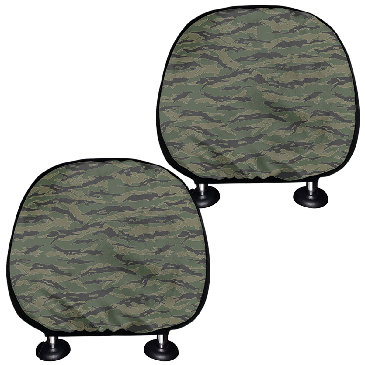 Green Tiger Stripe Camouflage Print Car Headrest Covers