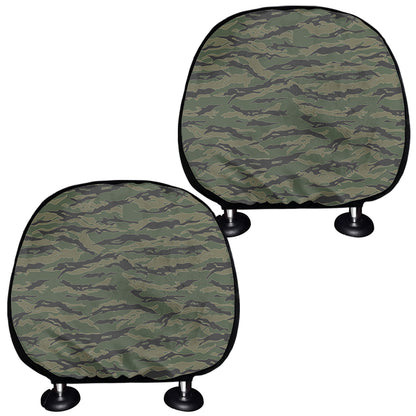 Green Tiger Stripe Camouflage Print Car Headrest Covers