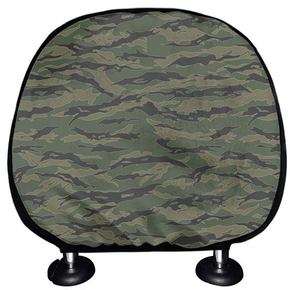 Green Tiger Stripe Camouflage Print Car Headrest Covers