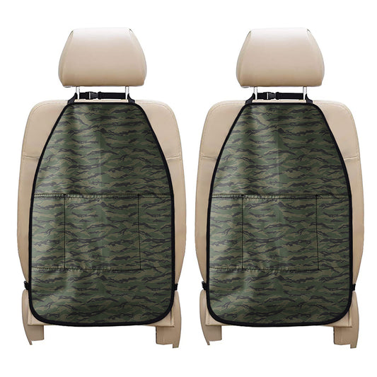 Green Tiger Stripe Camouflage Print Car Seat Organizers