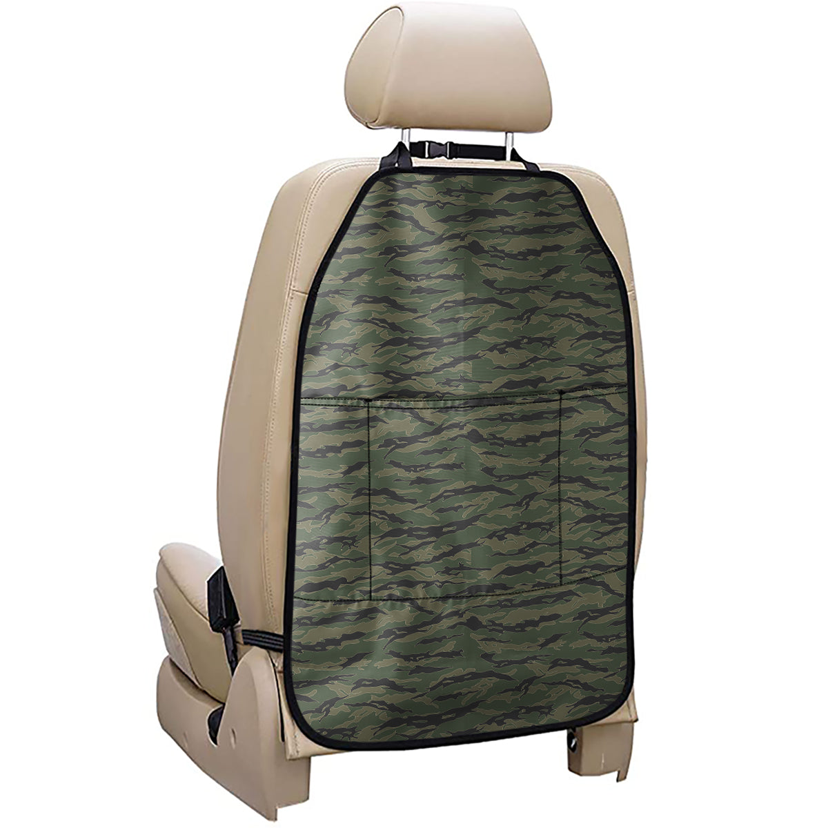 Green Tiger Stripe Camouflage Print Car Seat Organizers