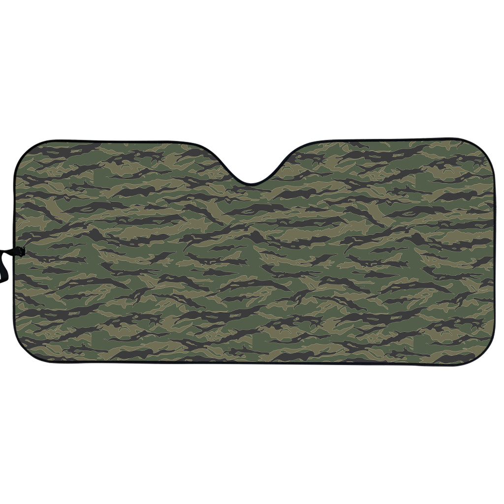 Green Tiger Stripe Camouflage Print Car Sun Shade