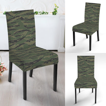Green Tiger Stripe Camouflage Print Dining Chair Slipcover