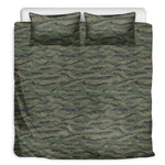 Green Tiger Stripe Camouflage Print Duvet Cover Bedding Set