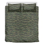 Green Tiger Stripe Camouflage Print Duvet Cover Bedding Set