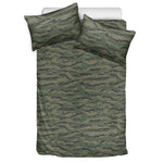 Green Tiger Stripe Camouflage Print Duvet Cover Bedding Set