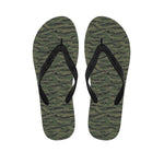 Green Tiger Stripe Camouflage Print Flip Flops