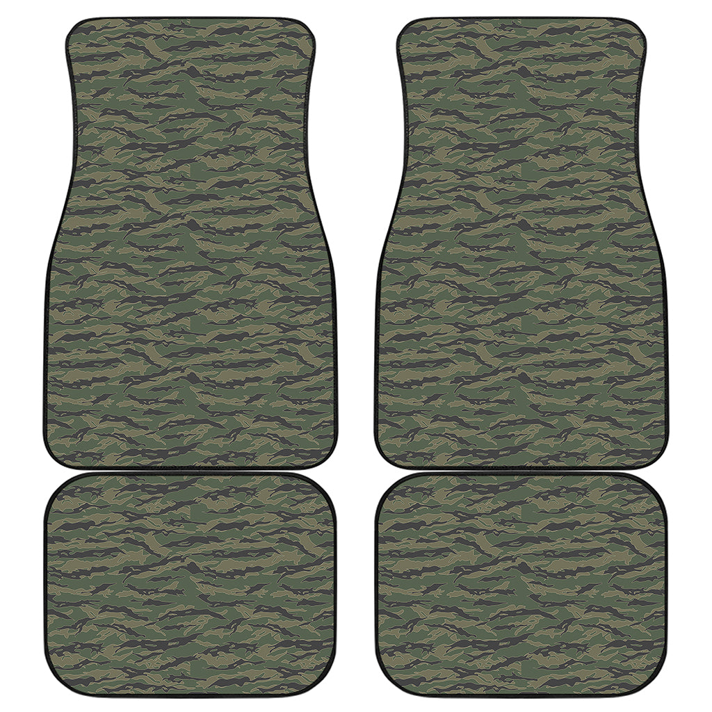 Green Tiger Stripe Camouflage Print Front and Back Car Floor Mats