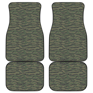 Green Tiger Stripe Camouflage Print Front and Back Car Floor Mats