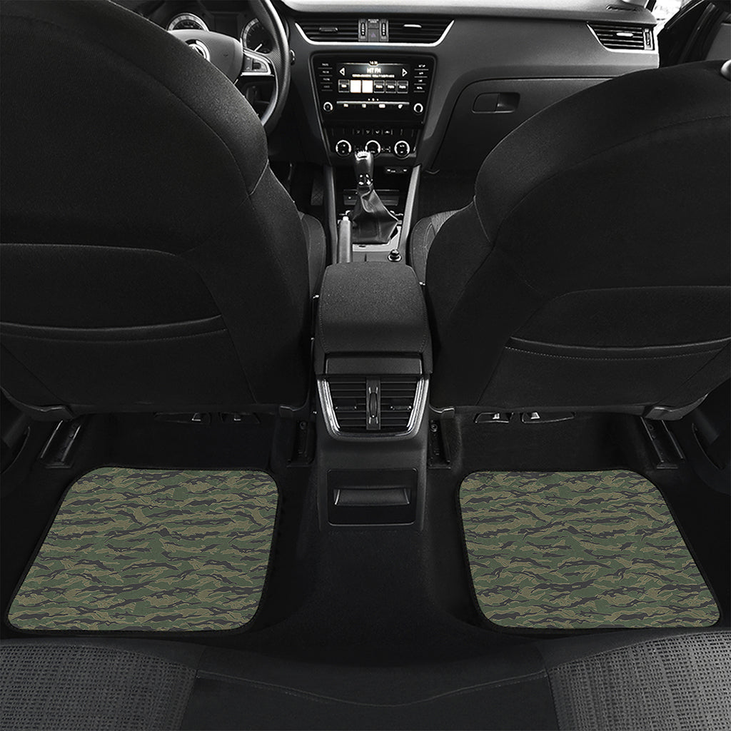 Green Tiger Stripe Camouflage Print Front and Back Car Floor Mats