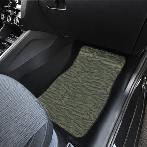 Green Tiger Stripe Camouflage Print Front and Back Car Floor Mats