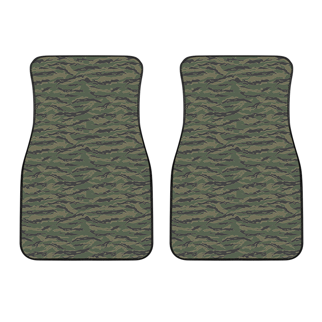 Green Tiger Stripe Camouflage Print Front Car Floor Mats