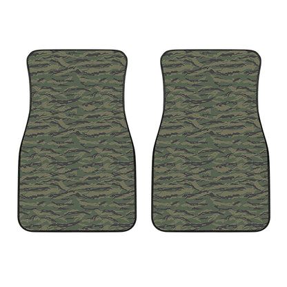 Green Tiger Stripe Camouflage Print Front Car Floor Mats
