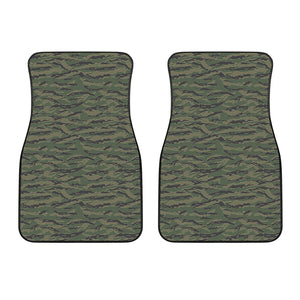 Green Tiger Stripe Camouflage Print Front Car Floor Mats