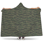 Green Tiger Stripe Camouflage Print Hooded Blanket