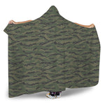 Green Tiger Stripe Camouflage Print Hooded Blanket