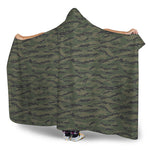 Green Tiger Stripe Camouflage Print Hooded Blanket