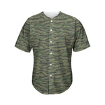 Green Tiger Stripe Camouflage Print Men's Baseball Jersey