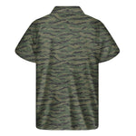 Green Tiger Stripe Camouflage Print Men's Short Sleeve Shirt