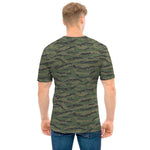 Green Tiger Stripe Camouflage Print Men's T-Shirt