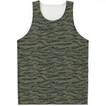 Green Tiger Stripe Camouflage Print Men's Tank Top